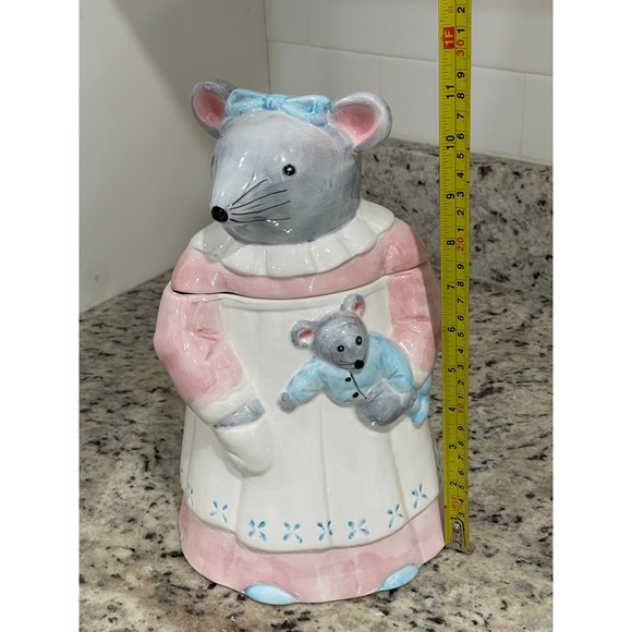 Ceramic‎ Mouse Cookie Jar, Novelty Kitchen Storage, Decorative Container - Picture 4 of 9